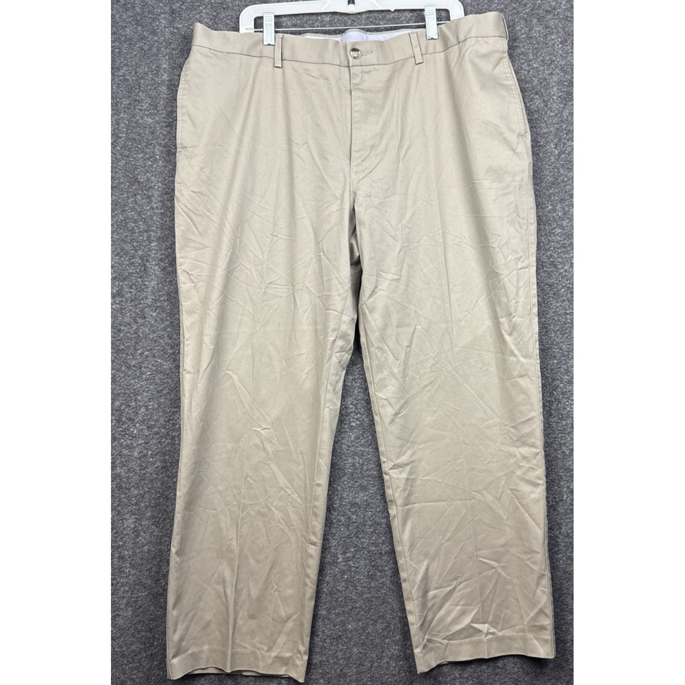 Savane Pants Mens 40x29 Khaki Flat Front‎ Chino Comfort Waist 100% Cotton Casual